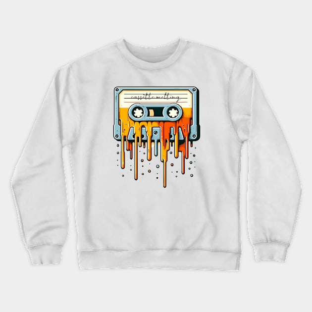 Radio Cassette Tape Melting Crewneck Sweatshirt by eighthinkstudio